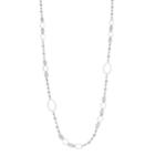 Disc & Oval Link Long Nickel Free Necklace, Women's, Silver