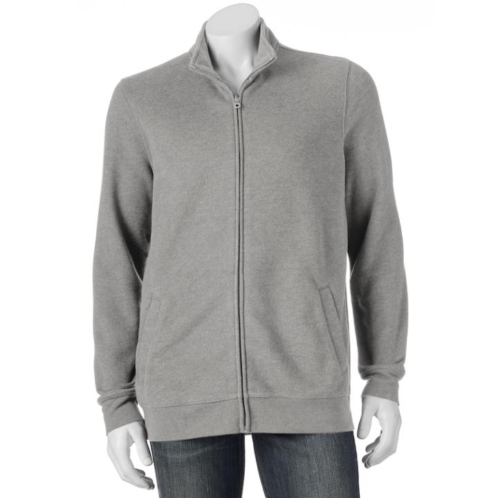 Men's Croft & Barrow Fleece Full-zip Sweatshirt, Size: Large, Dark Grey