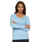 Women's Croft & Barrow&reg; Classic V-neck Tee, Size: Xl, Light Blue
