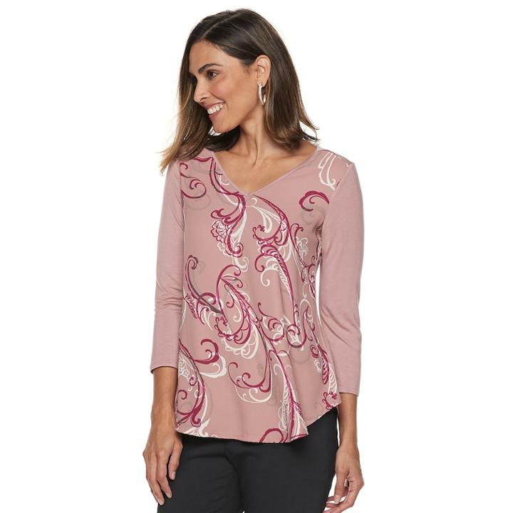 Women's Dana Buchman Print Crepe Top, Size: Xxl, Pink