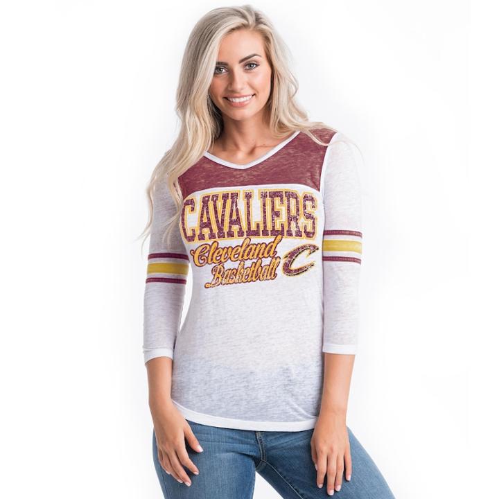 Women's Cleveland Cavaliers Athletic Burnout Tee, Size: Small, White
