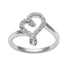 Sterling Silver 1/10-ct. T.w. Diamond Swirl Heart Ring, Women's, Size: 8, White