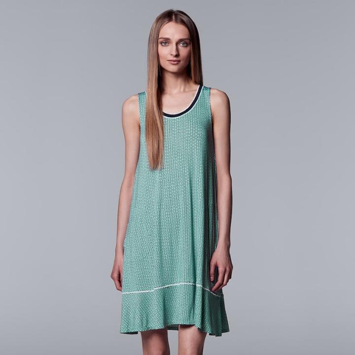 Women's Simply Vera Vera Wang Scoopneck Chemise, Size: Xs, Green