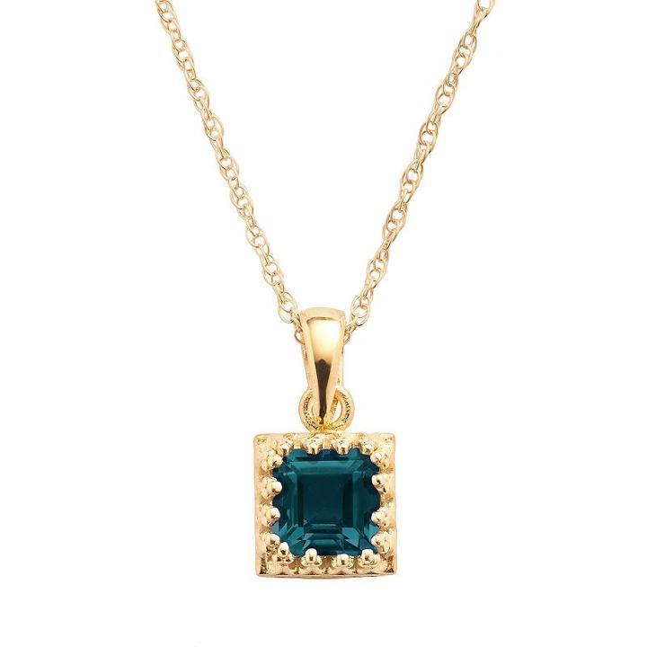 14k Gold Over Silver London Blue Topaz Pendant, Women's, Size: 18
