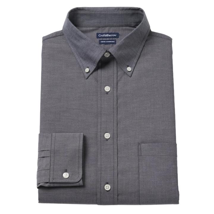 Big & Tall Croft & Barrow&reg; True Comfort Regular-fit Dress Shirt, Men's, Size: 18.5 38/9b, Black