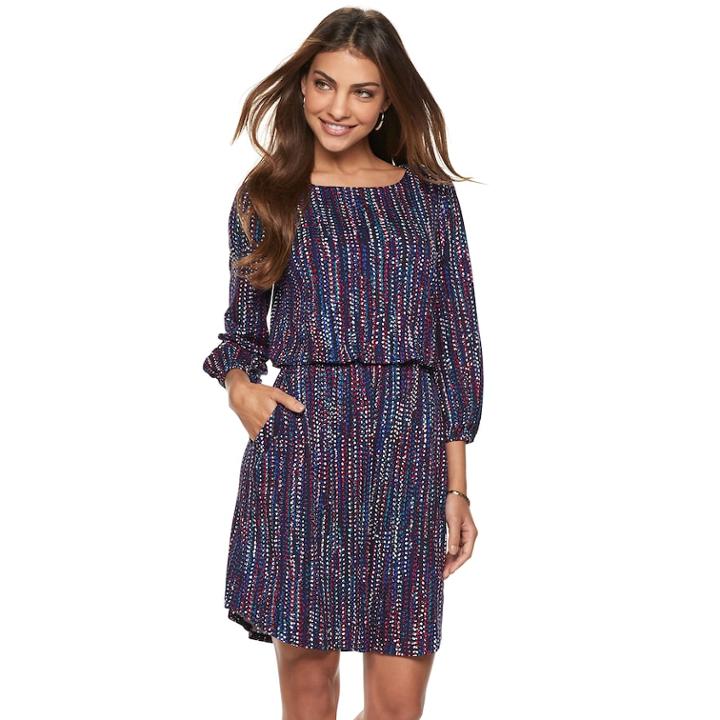 Petite Apt. 9&reg; Balloon Sleeve Blouson Dress, Women's, Size: Xs Petite, Lt Purple