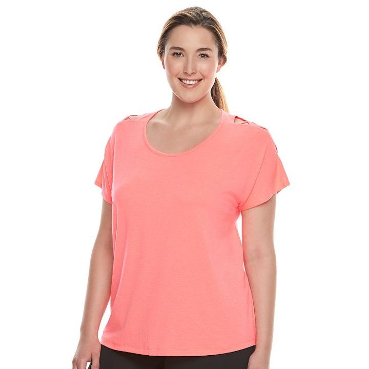 Plus Size Tek Gear&reg; Lattice Shoulder Tee, Women's, Size: 3xl, Brt Pink