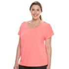 Plus Size Tek Gear&reg; Lattice Shoulder Tee, Women's, Size: 3xl, Brt Pink
