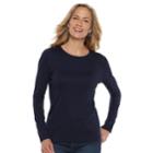 Women's Croft & Barrow&reg; Essential Crewneck Sweater, Size: Large, Dark Blue