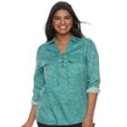 Juniors' Plus Size So&reg; Lace-up Utility Top, Teens, Size: 1xl, Turquoise/blue (turq/aqua)