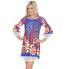 Women's White Mark Scroll Off-the-shoulder Dress, Size: Xl, Med Blue