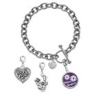 Love This Life Silver Plated Mother Daughter Heart & Flower Charm & Bracelet Set, Women's, Grey