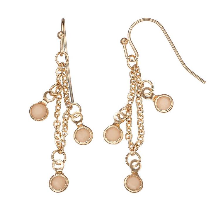 Lc Lauren Conrad Faceted Pink Stone Chain Nickel Free Linear Earrings, Women's