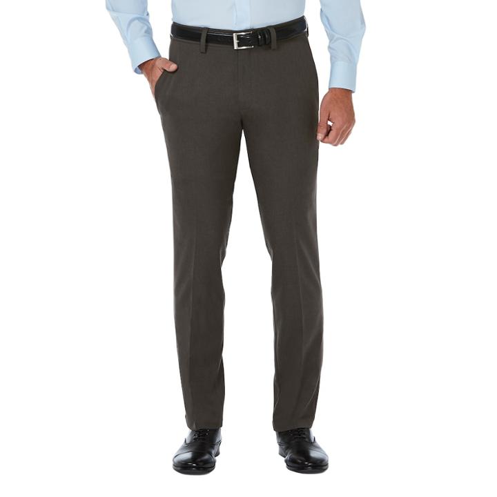 Big & Tall Haggar&reg; Cool 18&reg; Pro Slim-fit Wrinkle-free Flat-front Super Flex Waist Pants, Men's, Size: 34x36, Grey (charcoal)