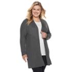 Plus Size Dana Buchman Ribbed Duster Cardigan, Women's, Size: 3xl, Grey (charcoal)