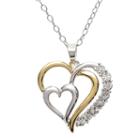 18k Gold-over-silver And Sterling Silver Diamond Accent Heart Pendant, Women's, White