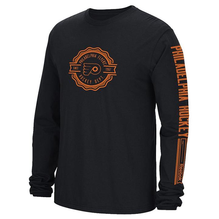 Men's Reebok Philadelphia Flyers Icon Long-sleeve Tee, Size: Medium, Black