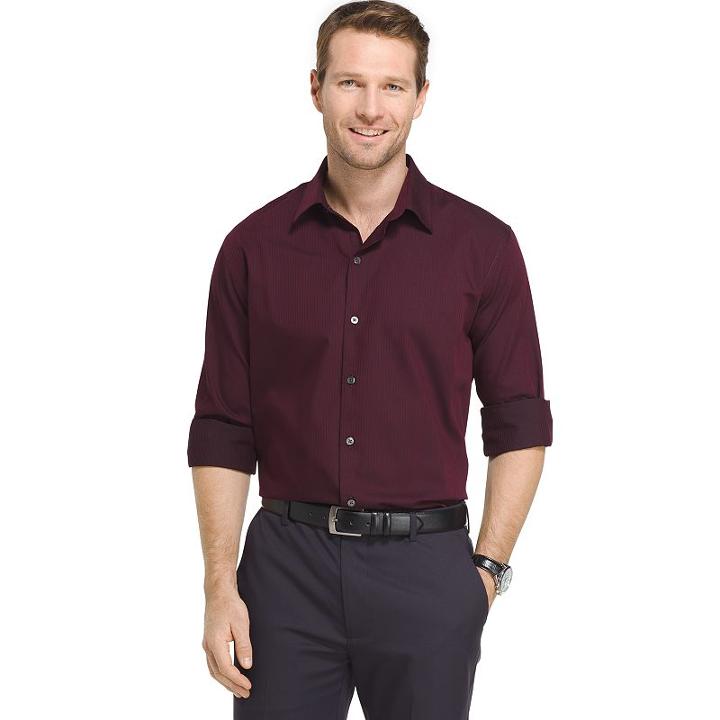 Men's Van Heusen Regular-fit Diamond Button-down Shirt, Size: Small, Dark Red