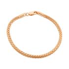 14k Gold Over Silver Foxtail Chain Bracelet - 7.5 In, Women's, Size: 7.5, Pink