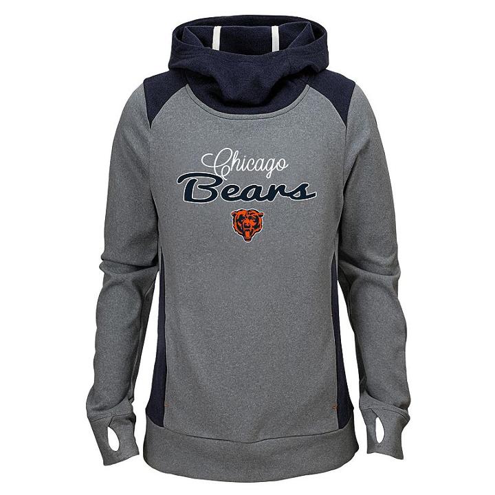 Girls 7-16 Chicago Bears Ultimate Funnel Hoodie, Girl's, Size: M(10-12), Grey