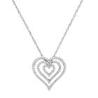Sterling Silver 1/4 Carat T.w. Diamond Heart Pendant Necklace, Women's, Size: 18, White