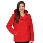 Women's Excelled Hooded Peacoat, Size: Medium, Red