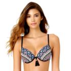 Juniors' California Sunshine Rhinestud Printed Bust Enhancer Push-up Bikini Top, Women's, Size: Small, Bandwidth