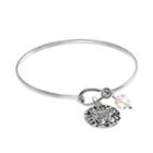 Disney's Cinderella Crystal Silver-plated Butterfly Charm Bangle Bracelet, Women's, Grey