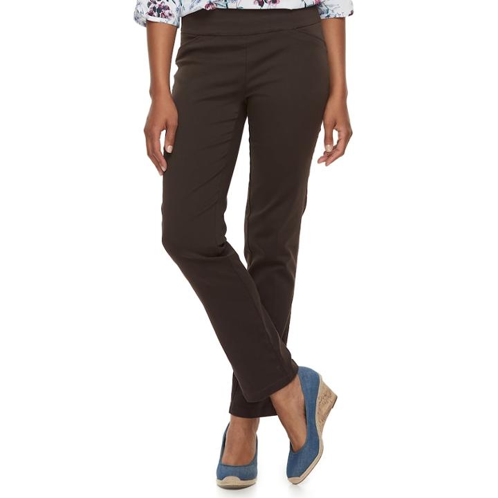 Women's Croft & Barrow&reg; Effortless Stretch Pull-on Pants, Size: 14 Short, Black