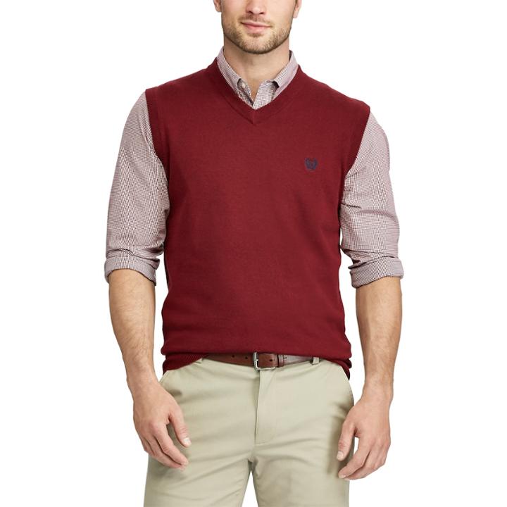 Men's Chaps Classic-fit Fine-gauge Sweater Vest, Size: Large, Red