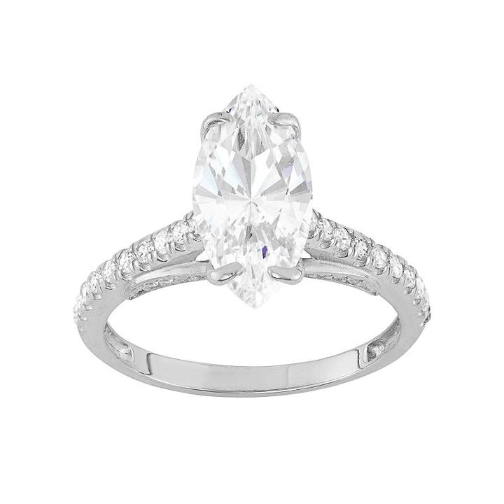 10k Gold Cubic Zirconia Marquise Engagement Ring, Women's, Size: 8, White