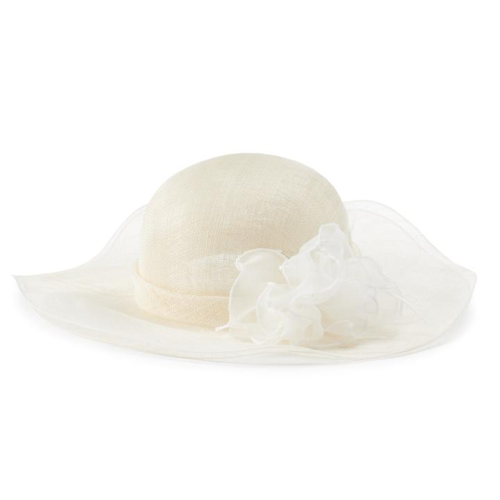 Women's Scala Sinamay Sun Hat With Organza Floral Accent, Natural