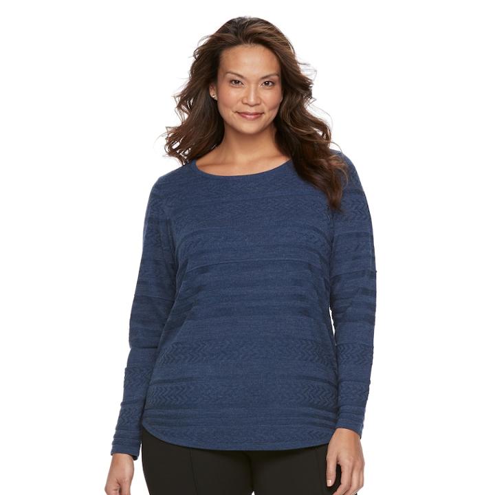 Plus Size Croft & Barrow&reg; Striped Textured Sweater, Women's, Size: 3xl, Med Blue
