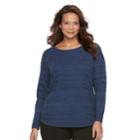 Plus Size Croft & Barrow&reg; Striped Textured Sweater, Women's, Size: 3xl, Med Blue