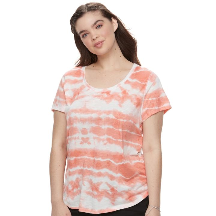 Juniors' Plus Size Mudd&reg; Roadtrip Scoopneck Tee, Teens, Size: 3xl, Med Pink