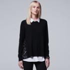Women's Simply Vera Vera Wang Mock-layer Lace Top, Size: Small, Black