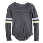 Girls 7-16 So&reg; Striped Varsity Tee, Size: 16, Med Grey