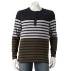 Men's Silver Lake Enzyme Washed Striped Henley, Size: Small, Black