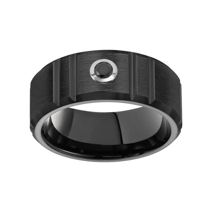 Simply Vera Vera Wang Tungsten Carbide 1/6 Carat T.w. Black Diamond Wedding Band, Men's, Size: 12
