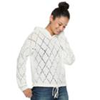 Juniors' Almost Famous Pointelle Sweater Hoodie, Teens, Size: Large, Natural