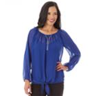Women's Apt. 9&reg; Tie Peasant Blouse, Size: Xl, Brt Blue
