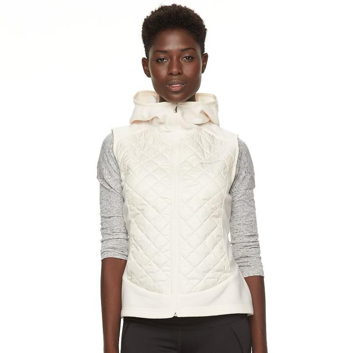 Women's Columbia Warmer Days Fleece Hooded Vest, Size: Large, White Oth