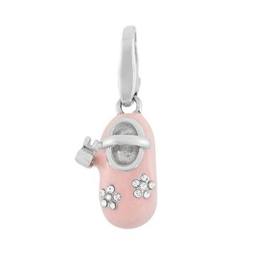 Giorgio Martello Cubic Zirconia Sterling Silver Baby Shoe Charm, Women's, Pink
