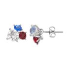 Red, White & Blue Crystal Silver Tone Cluster Stud Earrings, Women's, Multicolor