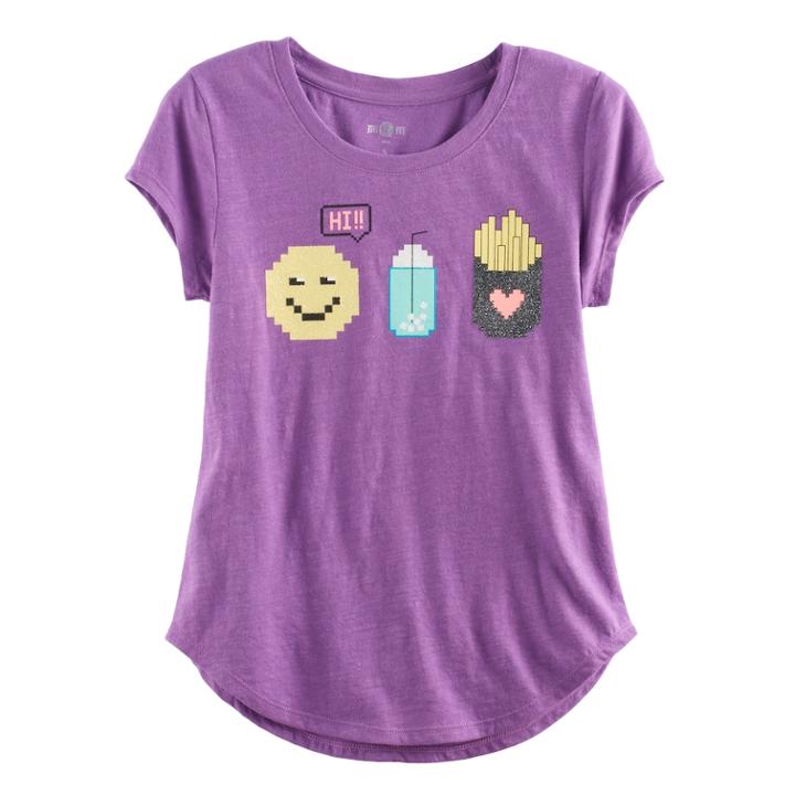 Girls Plus Size So&reg; Rolled Cuff Graphic Tee, Size: 16 1/2, Med Grey