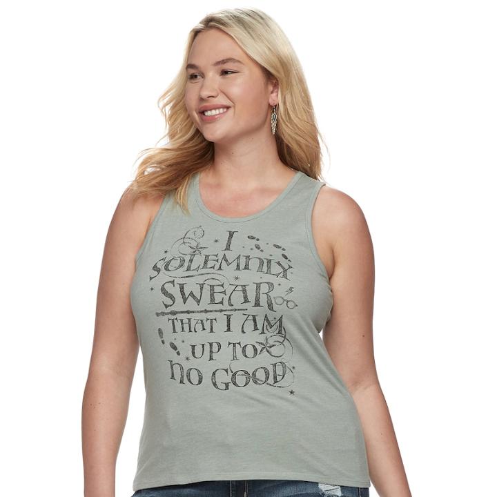 Juniors' Plus Size Harry Potter I Solemnly Swear Graphic Tank, Teens, Size: 2xl, Brt Green