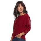 Women's Jennifer Lopez Ribbed Dolman Sweater, Size: Small, Dark Red