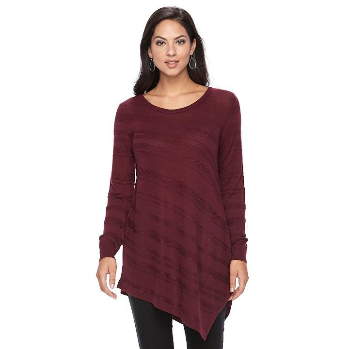 Women's Apt. 9&reg; Textured Striped Tunic, Size: Small, Red