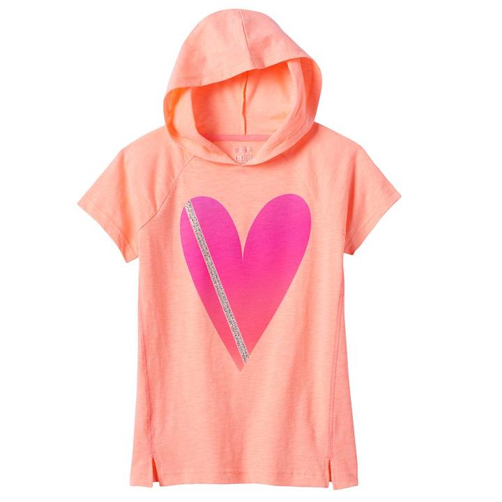 Girls Plus Size So&reg; Short Sleeve Active Hoodie, Girl's, Size: 18 1/2, Brt Orange