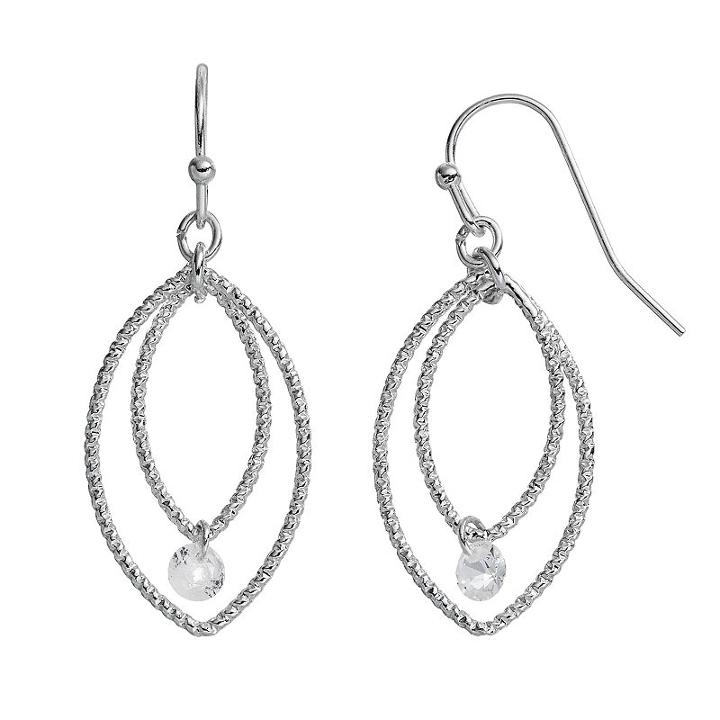 Lc Lauren Conrad Textured Double Marquise Drop Earrings, Women's, Silver